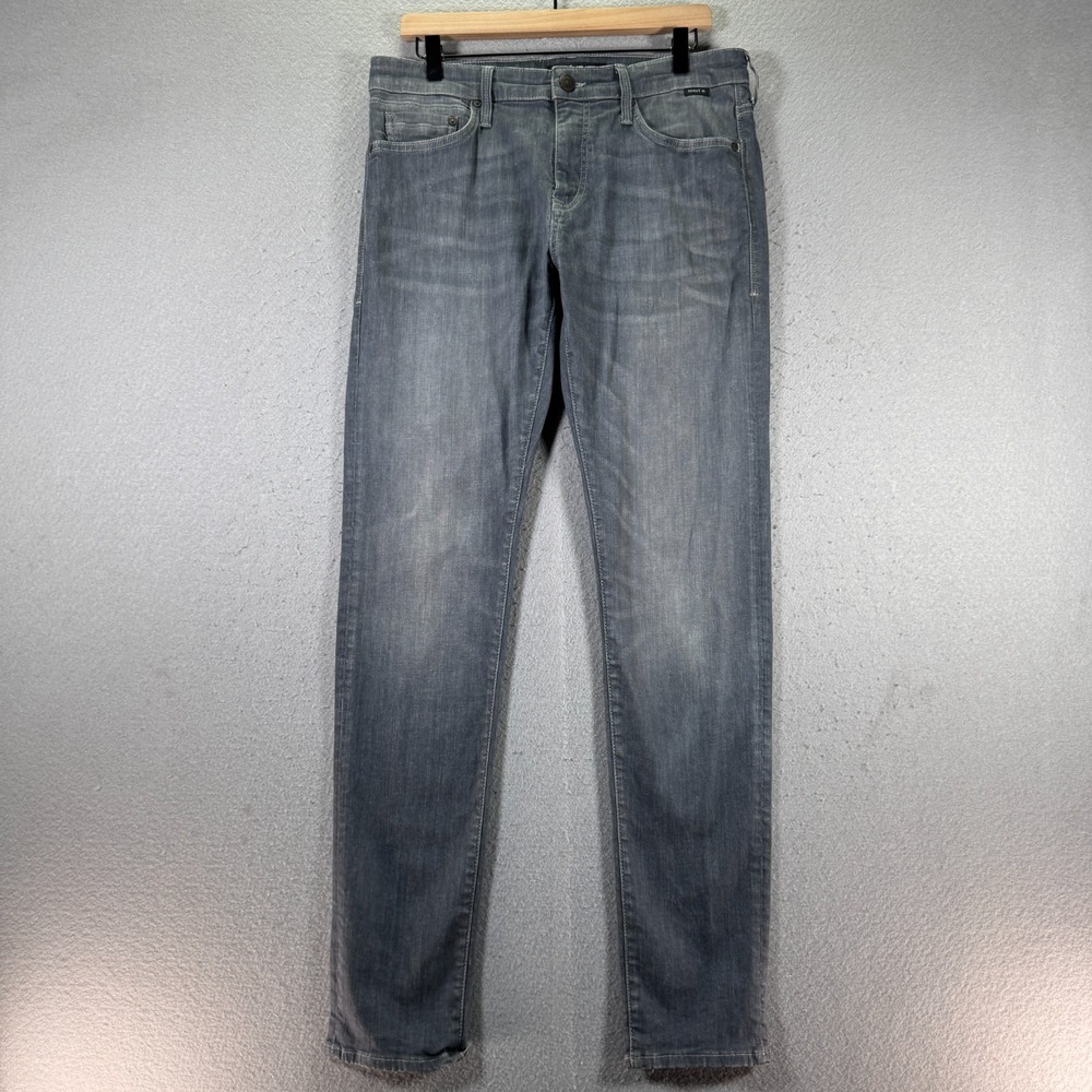 Mavi‎ Jeans Mens 33x34 Gray Slim Straight Denim Stretch Comfort Classic Whiskers